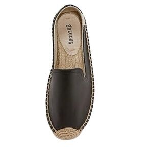 Soludos Leather Platform Smoking Slipper Espadrilles Size 7 Black Women’s